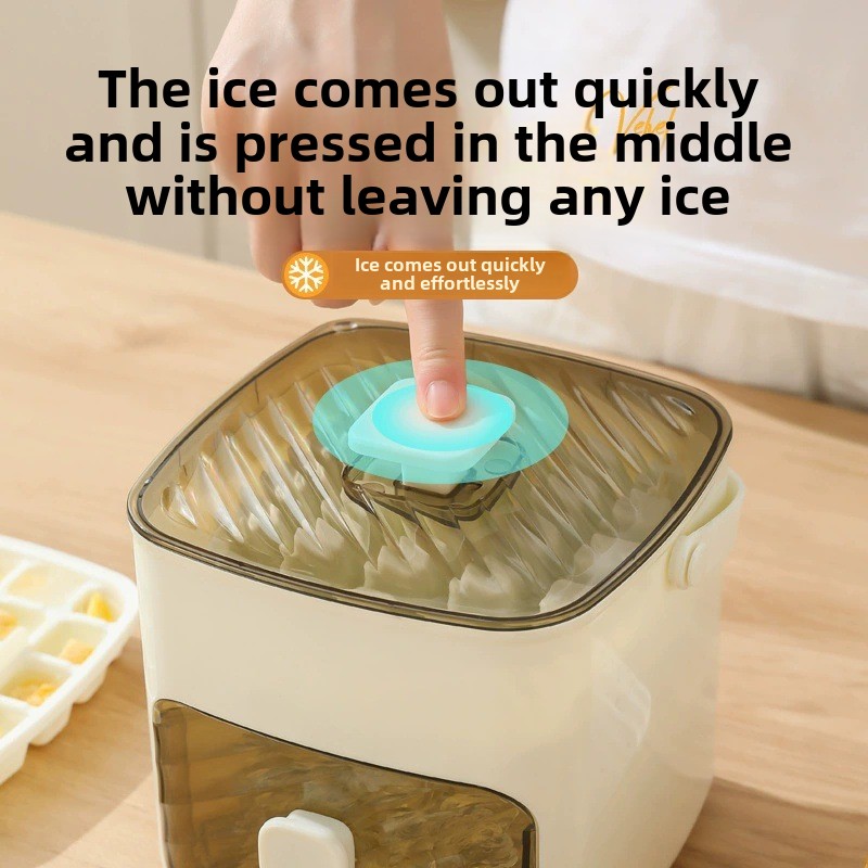 2025 nova caixa de gelo com um clique de gelo e fácil desmoldagem grade de gelo grande capacidade caixa de fabricação de gelo molde de plástico quadrado