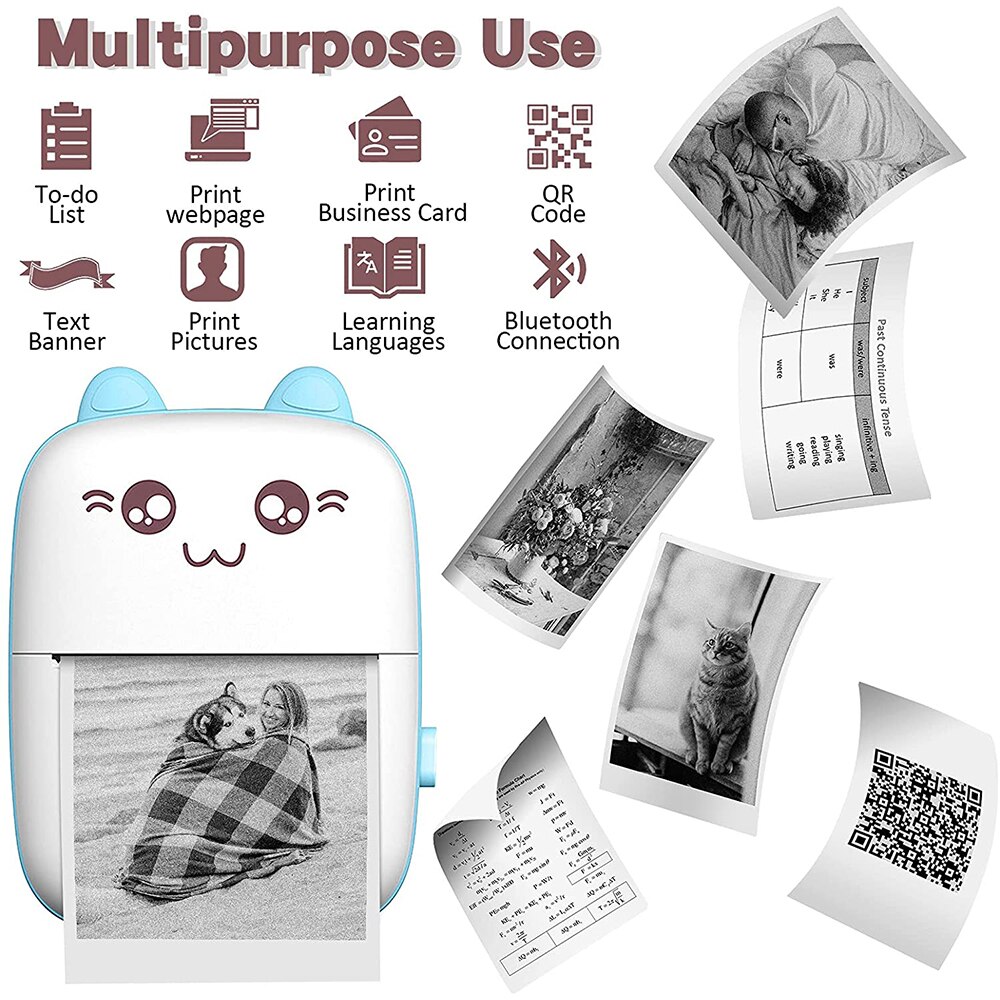 Mini Printer Portable Thermal Printing Machine Bluetooth Mini Photo Picture Label Printer for Android iOS DIY Home Use Printer