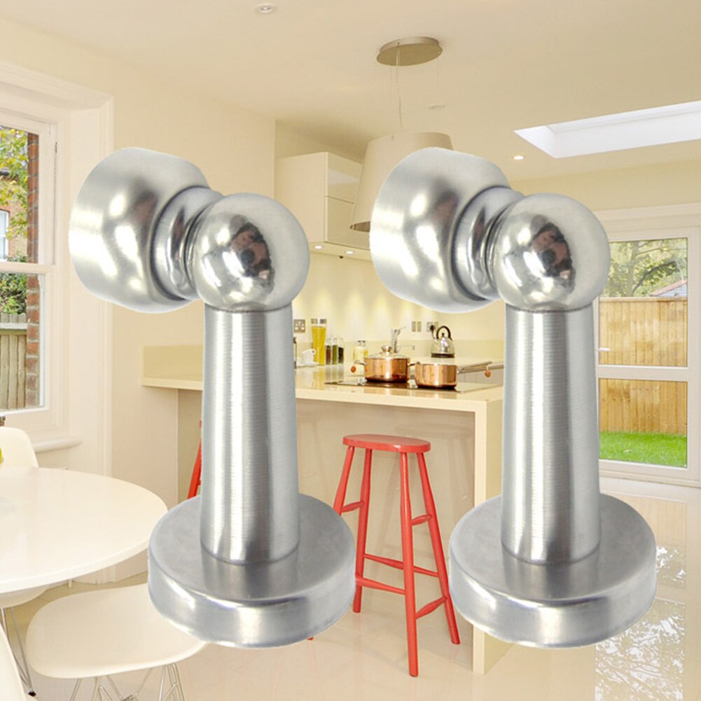SHINEOFI 2 Stuks Roestvrijstalen Deurbumper Geluidsisolerende Rubberen Muurbevestiging Deurstopper Beschermer voor Thuis Keuken Badkamer