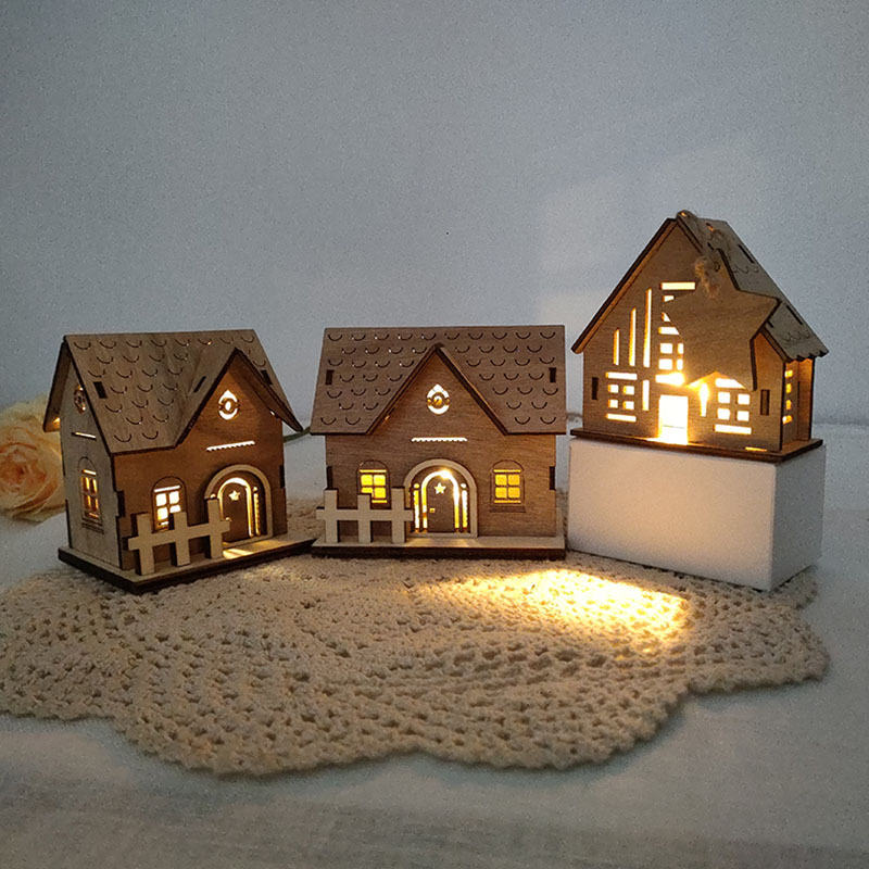 Festival led-lys trehus diy lysende hytte god jul landsbydekorasjon for hjemmet navidad-året barn