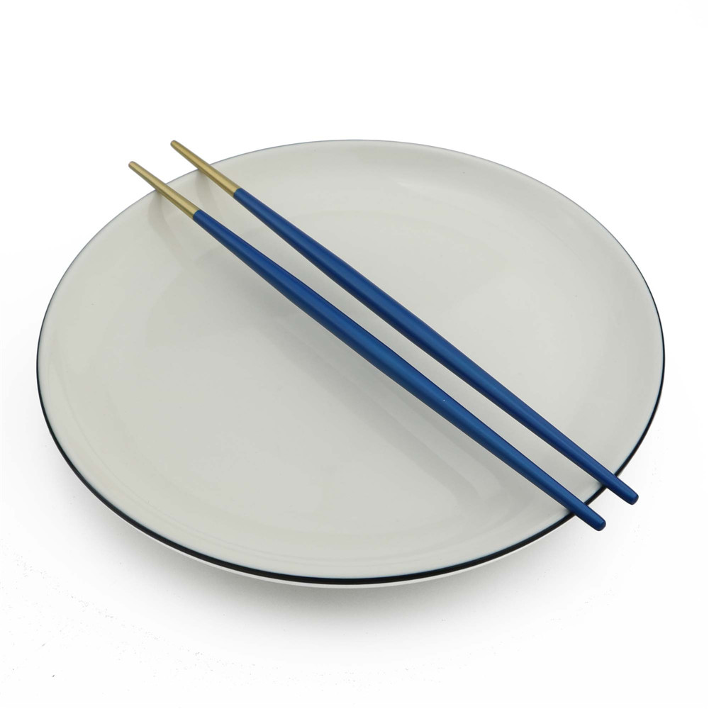1 Pair Korean Stainless Steel Chopsticks Food Grade Japanese Food Hashi Chop Sticks Sushi Dinnerware Cooking Utensils: gold blue
