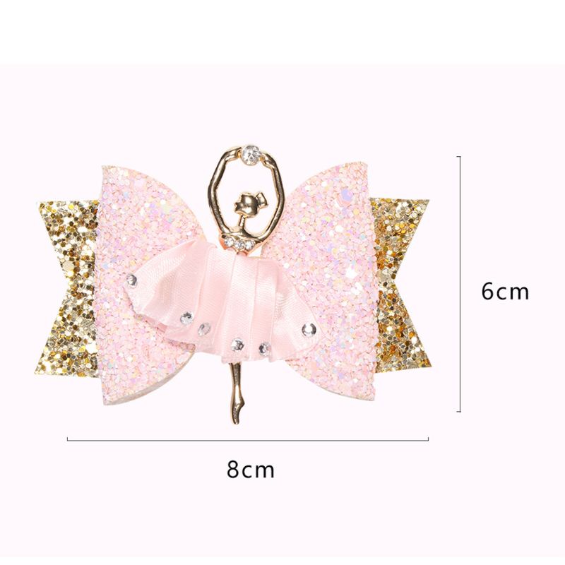 Ballerina Glitter Bow Sparkly Hair Clip for Baby Girls Hairpin Children Kids Barrettes Hair Accessories