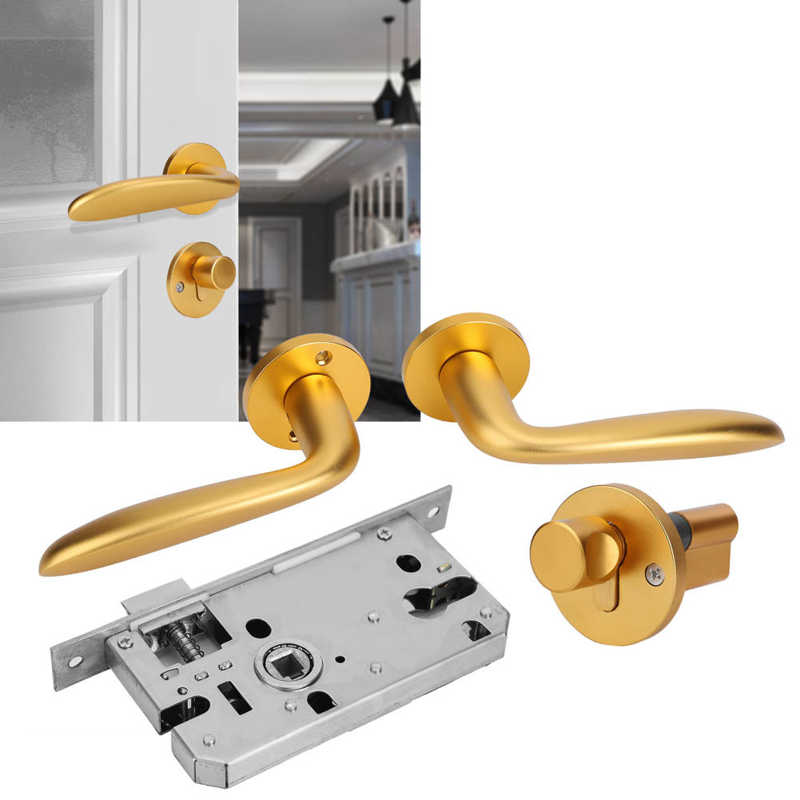 door handles for interior doors Zinc Alloy Super Silent Entry Door Handle Lock Locking Lever Set Reversible for Right Left