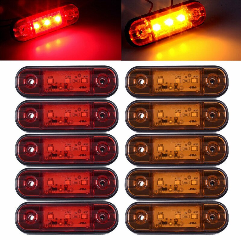 10Pcs Trailer Led Verlichting Truck Lichten 24V Amber Rode Led Marker Lights Trailer Zijmarkeringslichten Voor Vrachtwagens
