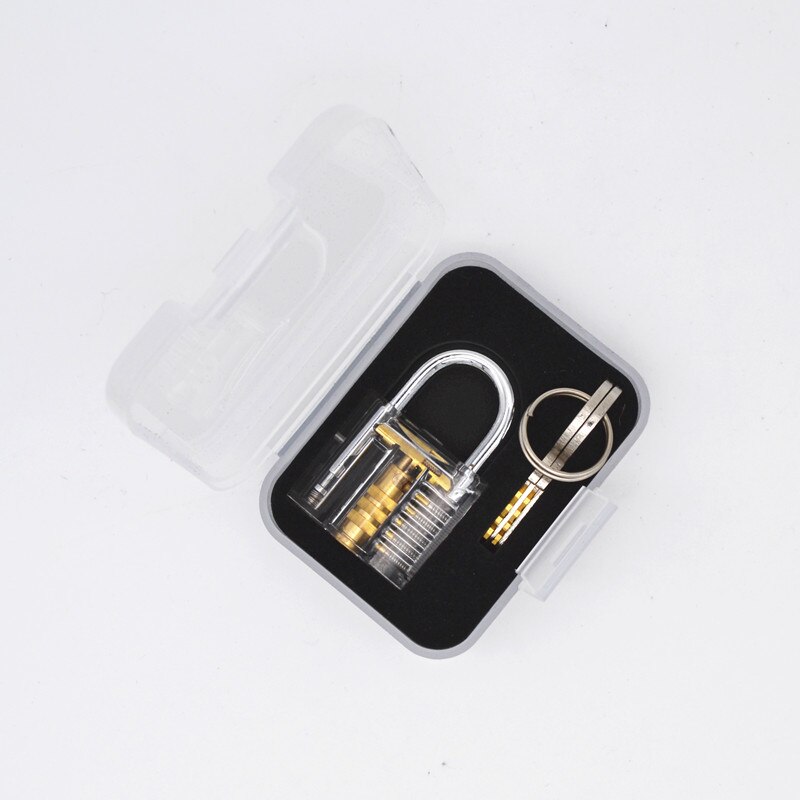 Handgereedschap Mini Transparant Zichtbaar Pick Cutaway Praktijk Hangslot Lock Met Gebroken Sleutel Verwijderen Haak Hardware Slotenmaker 30*27