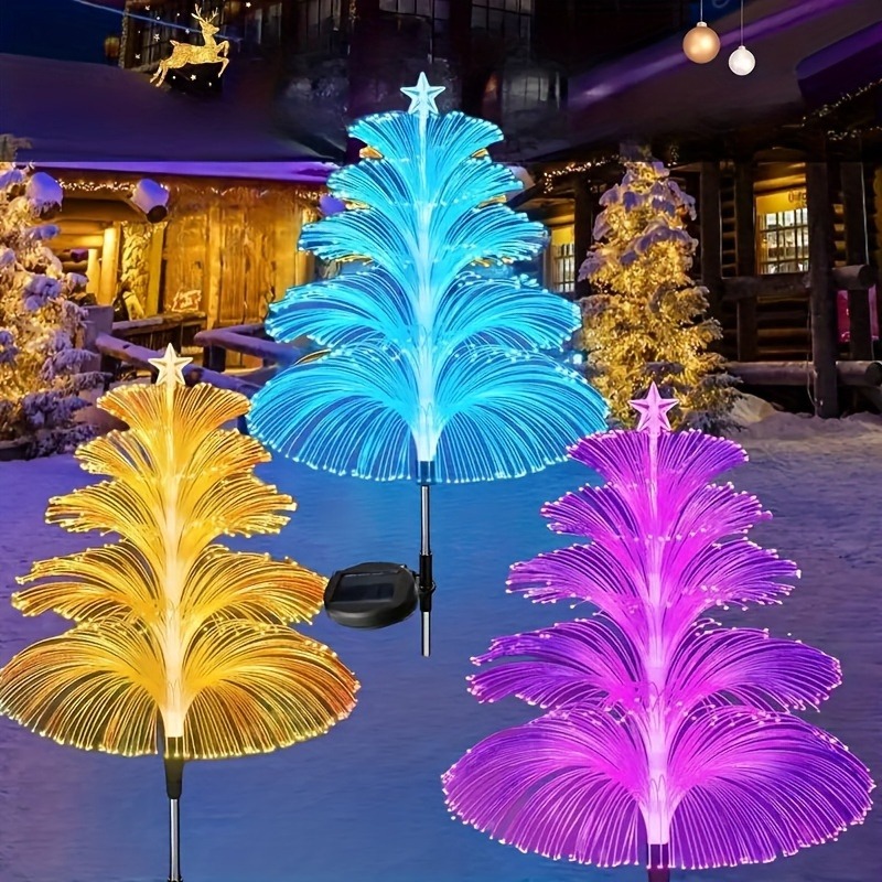 Luces solares para jardín al aire libre, 7 colores, estaca Solar Variable, luces de caña de medusas, luces solares que cambian de Color para exteriores, 1 ud.: Soleado amarillo