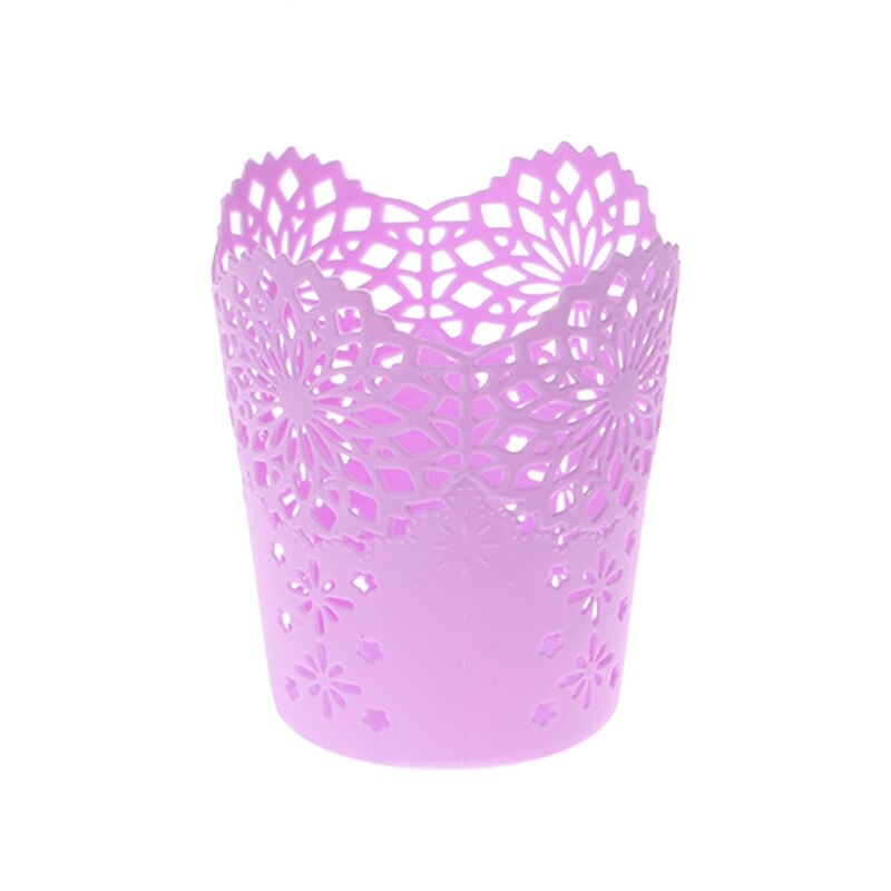 Lapicero de almacenamiento con pincel de flores hueco Blanco/morado, organizador de escritorio, portalápices, , suministros de oficina C26: Púrpura