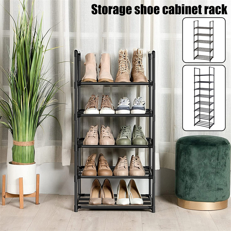 Multi-Layer Simple Shoe Rack Diy Assembled Footwear Living Room Space Saving Shoes Organizer Stand Holder Black Shoecase Shelf