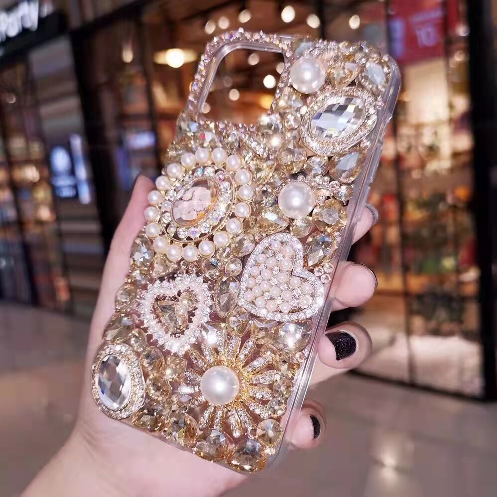 Sunjolly Diamond Case Voor Oppo F17 A53 A32 Reno4 Pro A93 4G Realme C11 C12 C15 Bling Champagne strass Telefoon Cover Coque