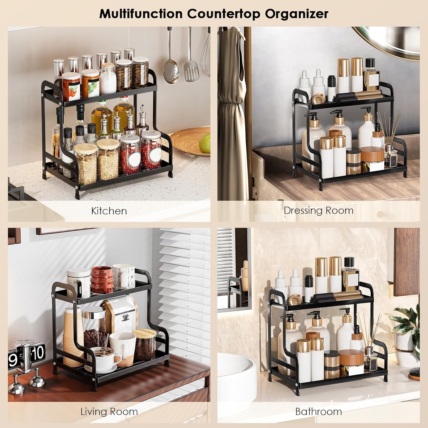 Huishoudelijke artikelen aanrecht kruidenrek 2-laags keuken kruidenorganizer opbergplank kruidenrek voor kast make-up organizer voor ijdelheid