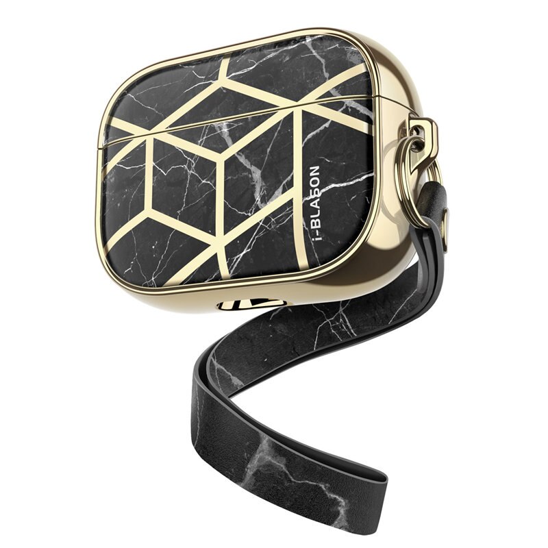 Funda i-blason Cosmo diseñada para Airpods Pro, funda protectora de mármol de 360 grados, funda compatible con Apple AirPods Pro ): Marble Black