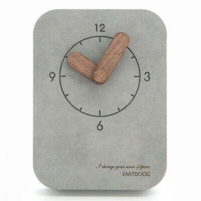 G74 Digital Concrete Promotional Desk Clock Square Photo Frame Wooden Office Table Clock for: Gray