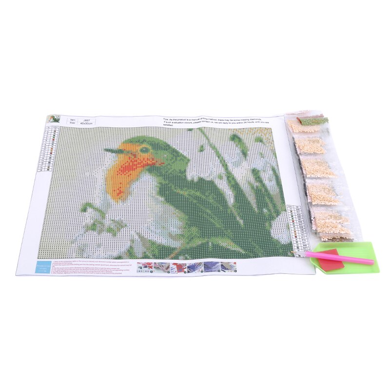 Steen Schilderen Olieverf Orchidee Groene Vogel Ronde Diamant Vol Diamanten 5d Diy Kruissteek Diamant Schilderij