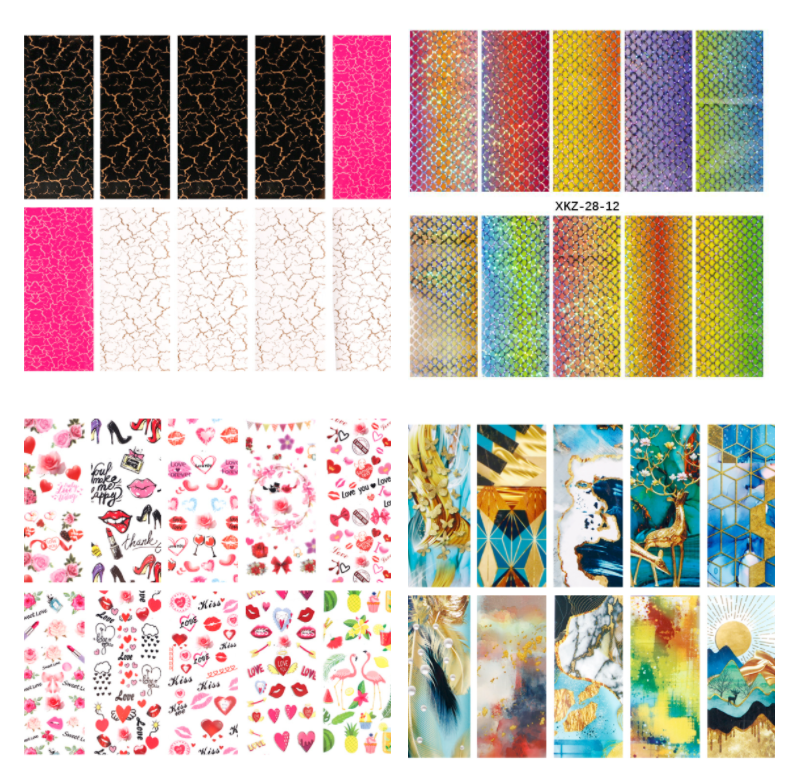 Papel de transferencia con estampado de leopardo para decoración de uñas, pegatina de papel de transferencia con de estrellas, de bambú, para Realce de uñas, 10 unids/caja
