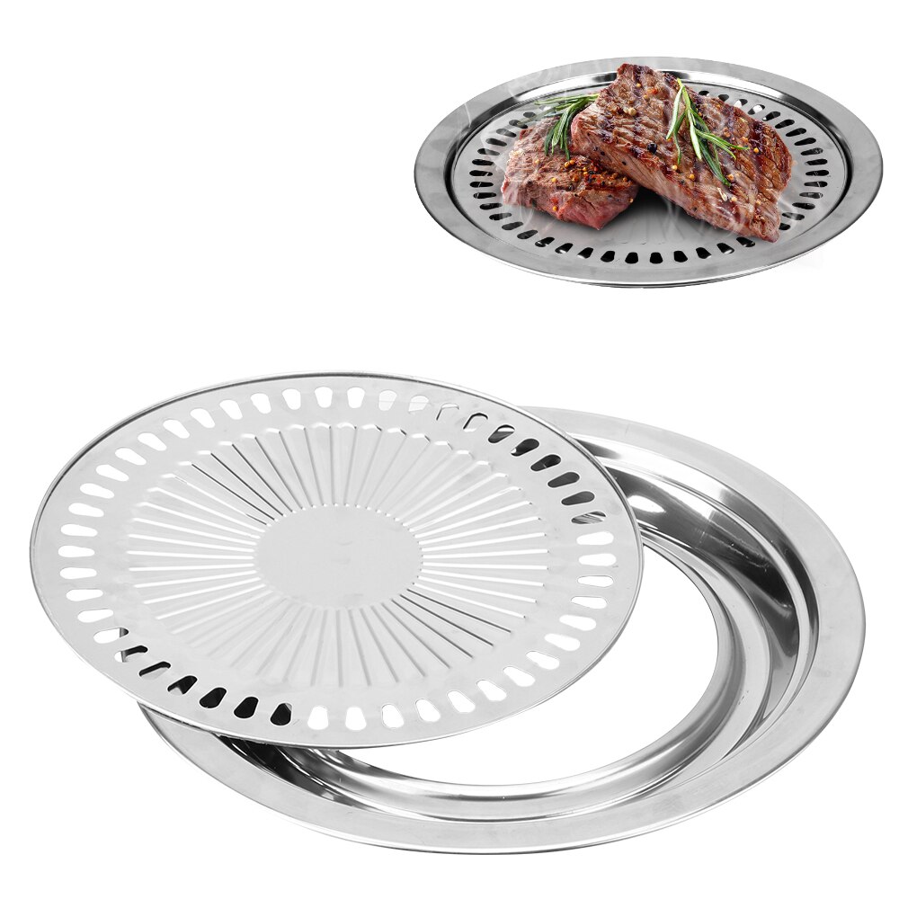 Rookloze Barbecue Grill Pan Non-stick Gasfornuis Plaat Voor Elektrisch Fornuis Bakplaat Bbq Tong Grill Barbecue Gereedschap Thuis Buiten