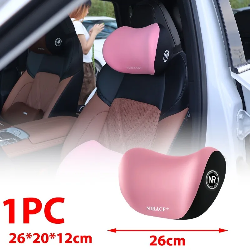 Juego de cojines de asiento de espuma viscoelástica para coche, reposacabezas y soporte de almohada Lumbar para comodidad de conducción, accesorios de cojín para el cuello trasero del coche: Rojo