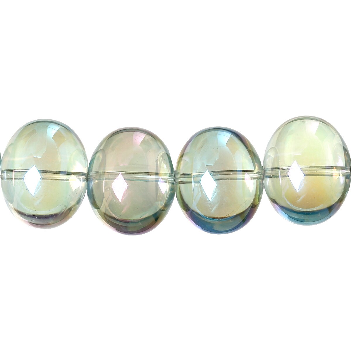 DoreenBeads Oval Chartreuse Glas verlieren Perlen AB Regenbogen Farbe Polarlicht Borealis Überzogene transparent Über 16mm x 13mm, 10 Stck