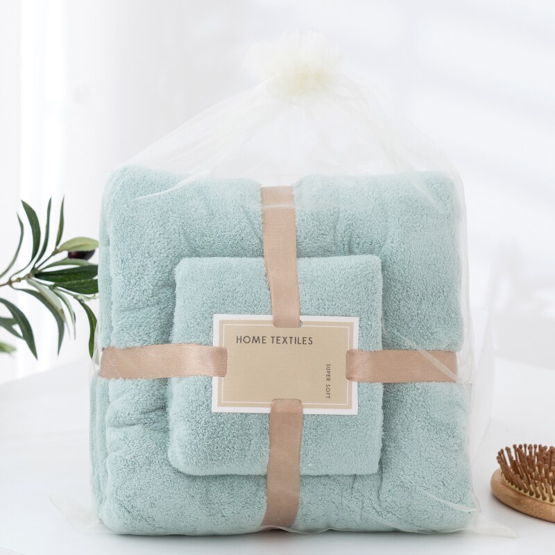 Microfiber Handdoek Set Coral Fleece Absorberende Haar Zwemmen Gezicht Hand Badhanddoek Sets Microvezel Badkamer Handdoeken Sets: Licht Groen