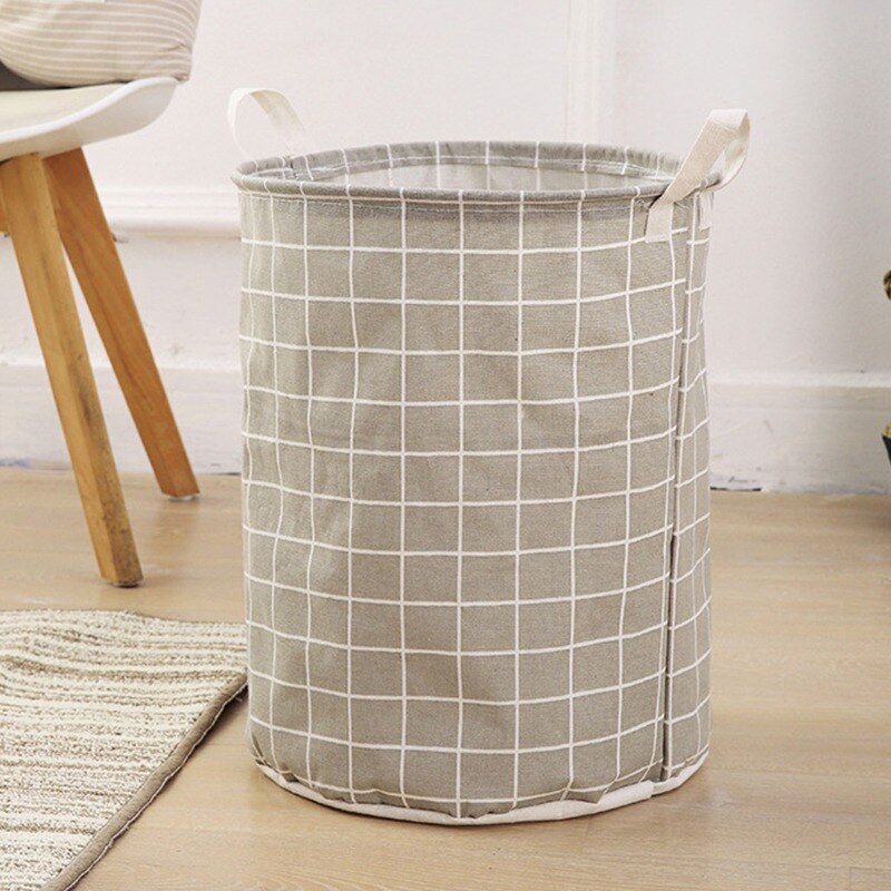 Bucket Dirty Clothes Basket Box Linen Fabric Canvas Organizer Foldable Laundry Basket Simple Style Printed Toy Storage: A