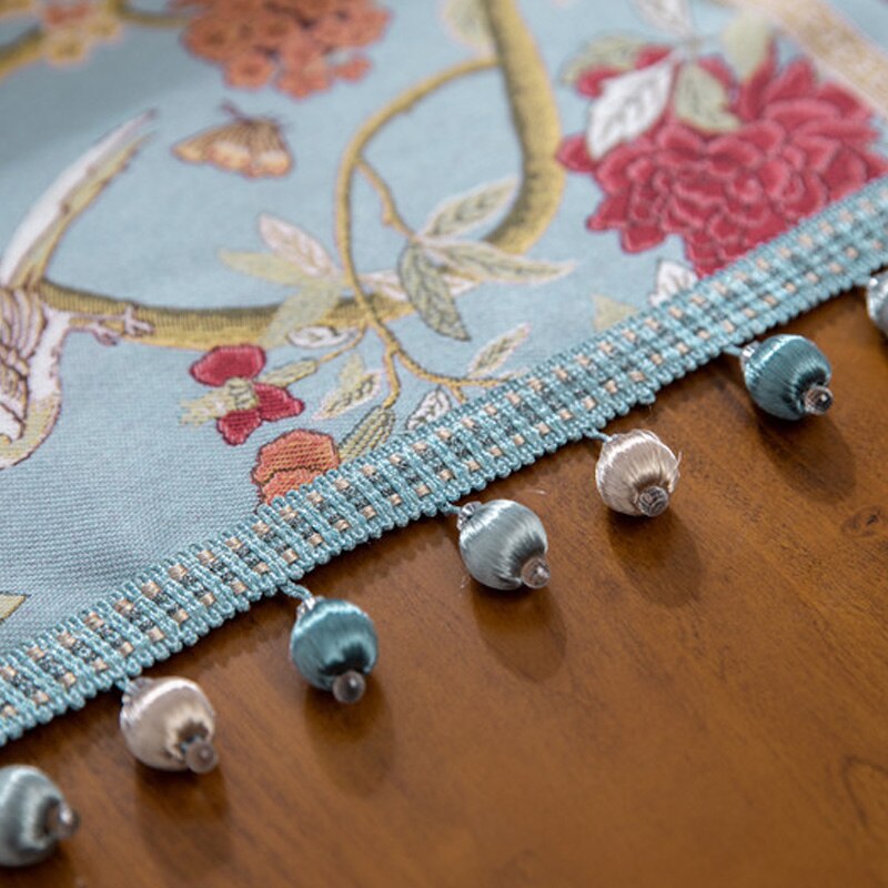 Table Runner Jacquard Fabric Table Runners for Home Decor Polyester Cotton Track on the Table Bead Tassel Decor chemin de table