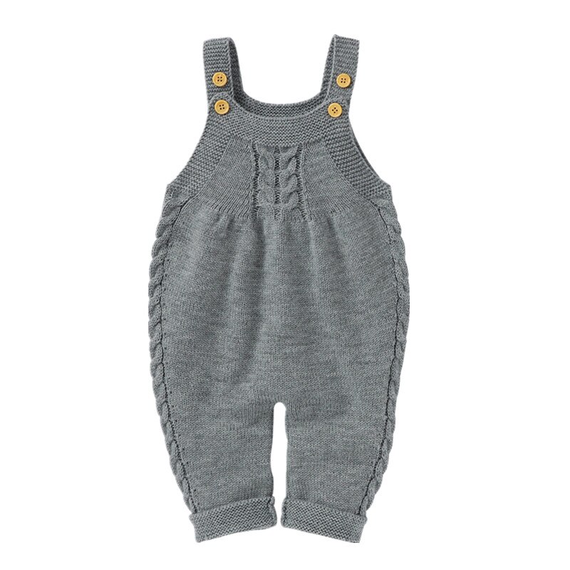 Bebê infantil meninos meninas de malha macacão sólido sem mangas estilingue botão design macacão solto unisex kitted outono inverno: Cinza / 6 m