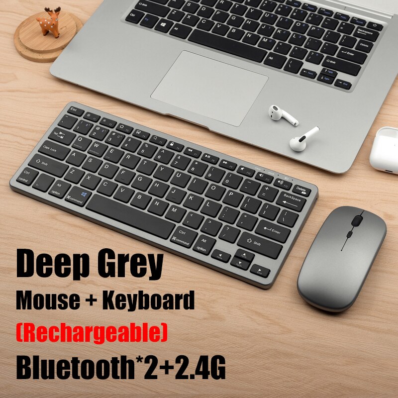 Wireless Keyboard Bluetooth 5.0&2.4G Mini Multimedia teclado bluetooth For Laptop PC TV iPad Macbook Android iPad keyboard: Navy Blue