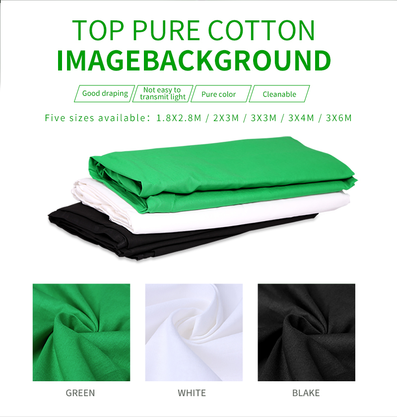 Photography Green Screen Backdrops Green/White/Black/Blue/Grey Muslin Polyester-cotton Background for Photo Studio