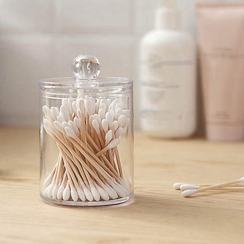 Distributeur acrylique pots d'apothicaire salle de bain-support boîte de rangement pot transparent pour boule de coton, coton-tige