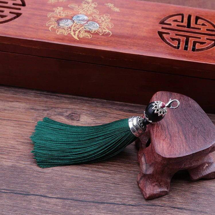 Pendentif à franges en mousqueton, 5 pièces, DIY, bijoux pour rideaux, accessoires décoratifs pour vêtements, sac pour clés de voiture, pompon artisanal pendentif: Dark green