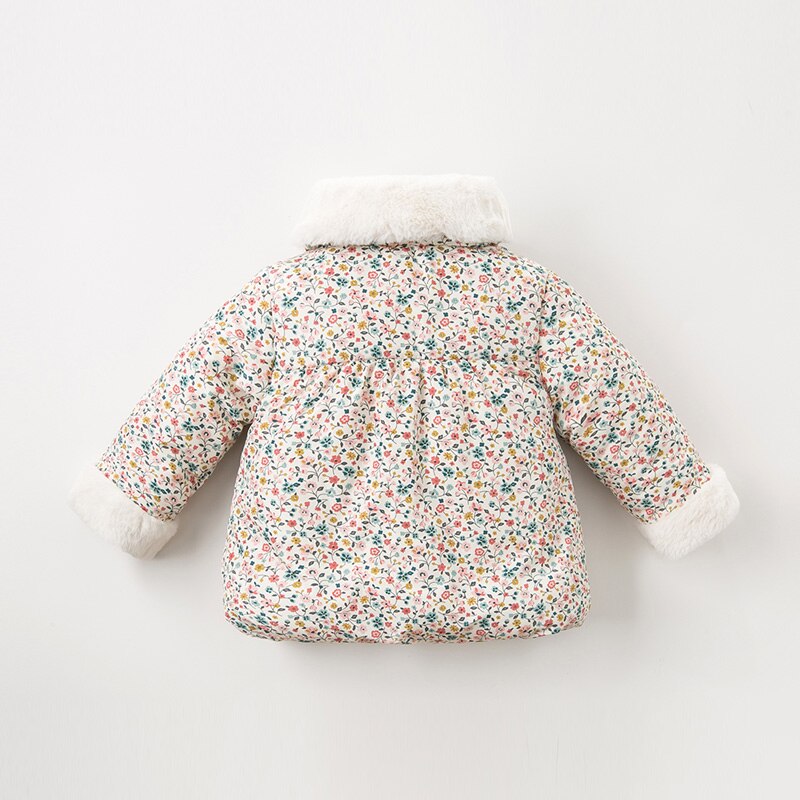 Dbq 11696 dave bella vinter baby piger blomster pelsfrakke spædbarn polstret jakke børn frakke børn polstret overtøj