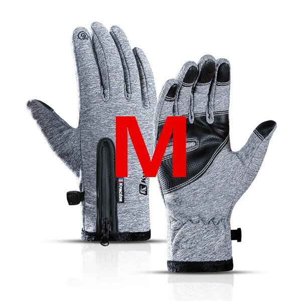 XiaoMi mijia outdoor sports gloves winter warm plus velvet fingertips touch screen splash-proof riding gloves for men and women: Gray M