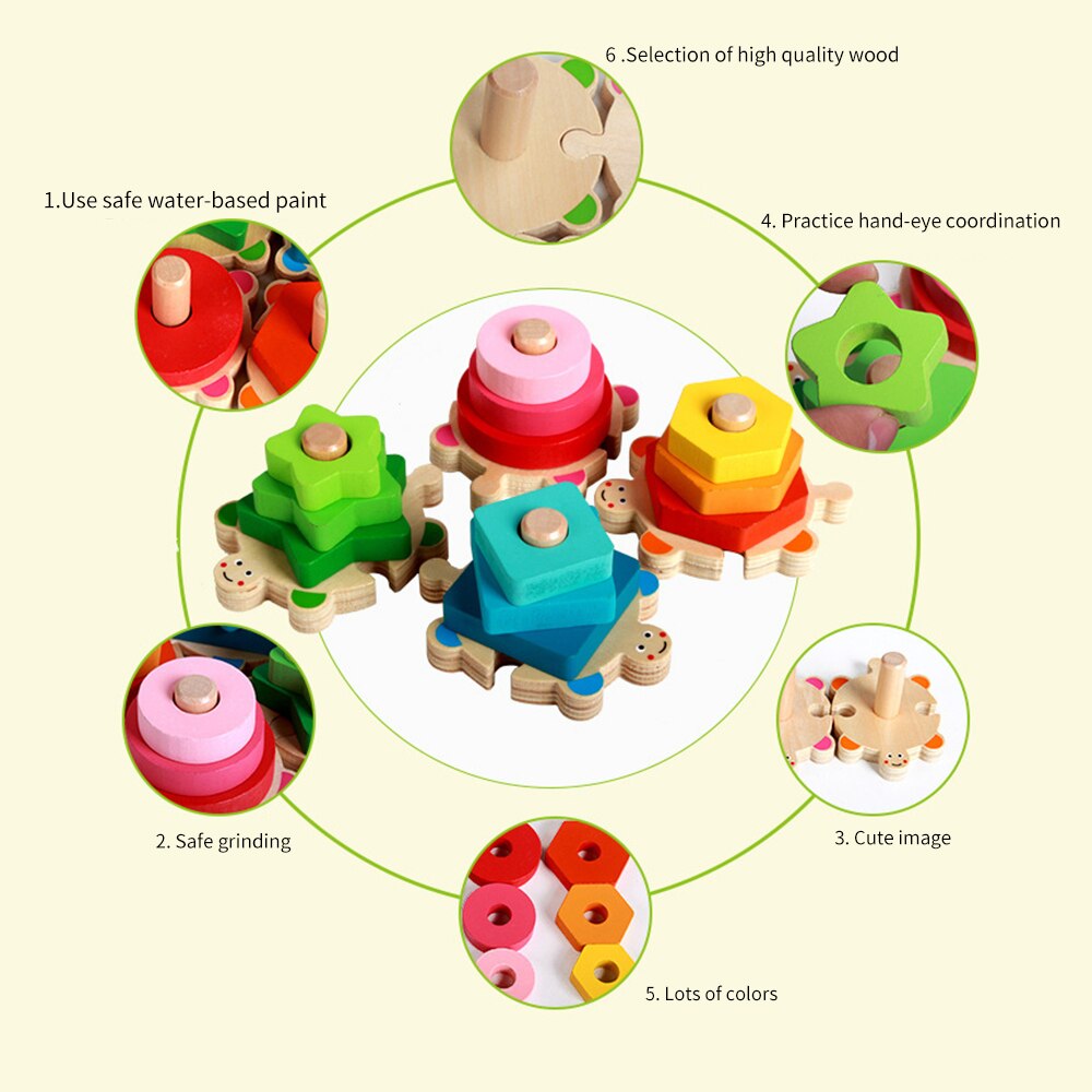 Colorful Tortoise Block Color Vivid Shape Instantly Attracts Children'S Attention Shape Matching Tortoise Geometry Block