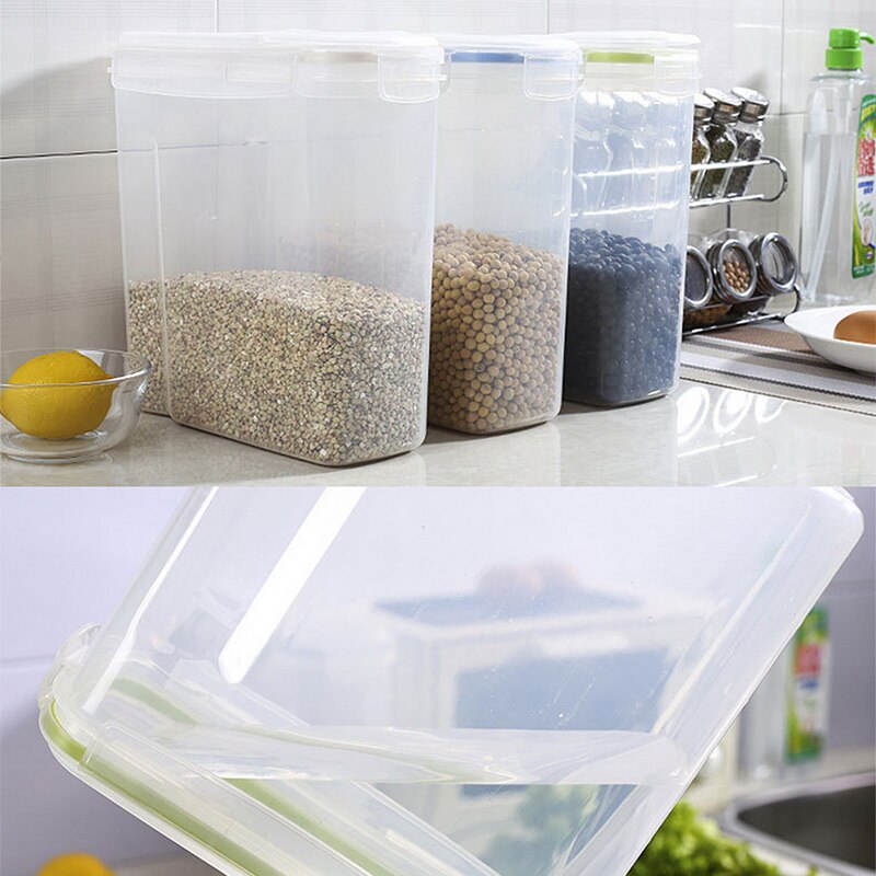 Hoomall 4L Cereal Dispenser Cereal Storage Containers Square Plastic Storage Tanks Kitchen Food Preservation Container