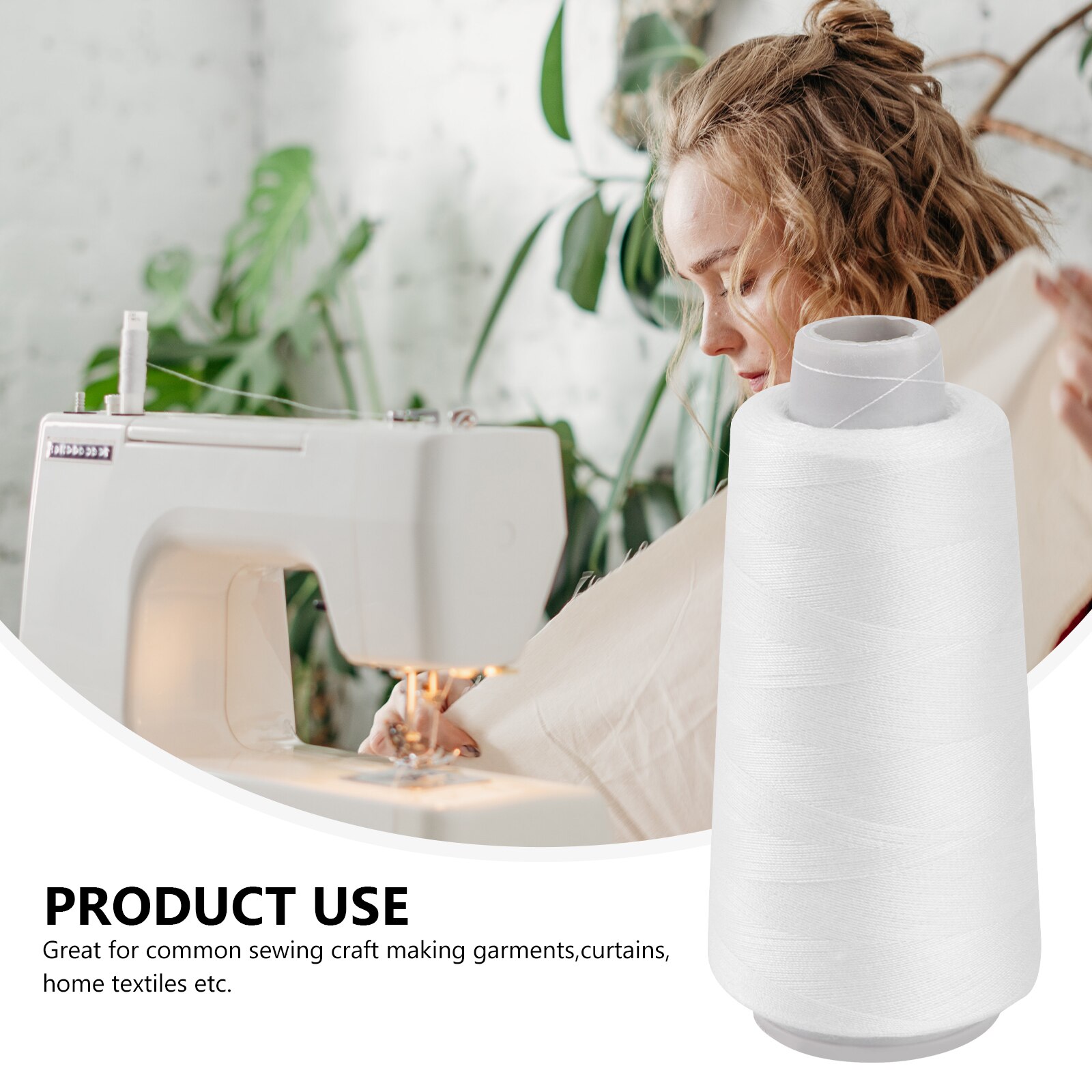 Bleached 3000 Yards Polyester Sewing Thread for Sewing Machine (White)