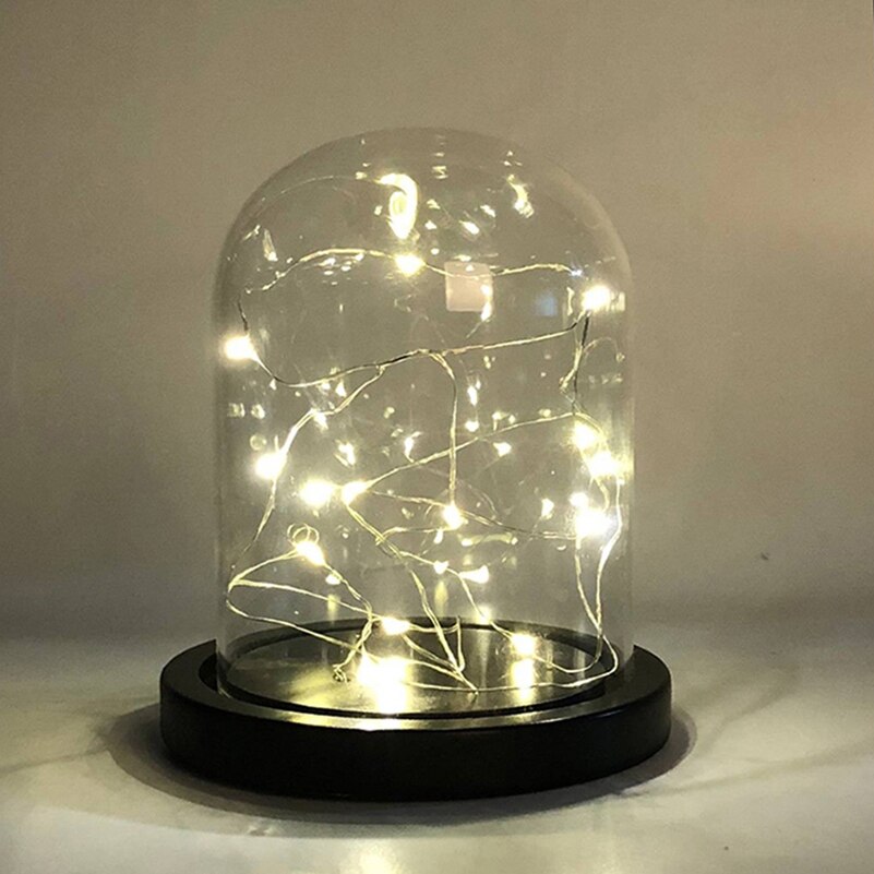 Glass Dome display case for Preserved Flowers bell jar with Wood Base Home wedding dia 10cmor 3.9inch height 12 cm or 4.7inch