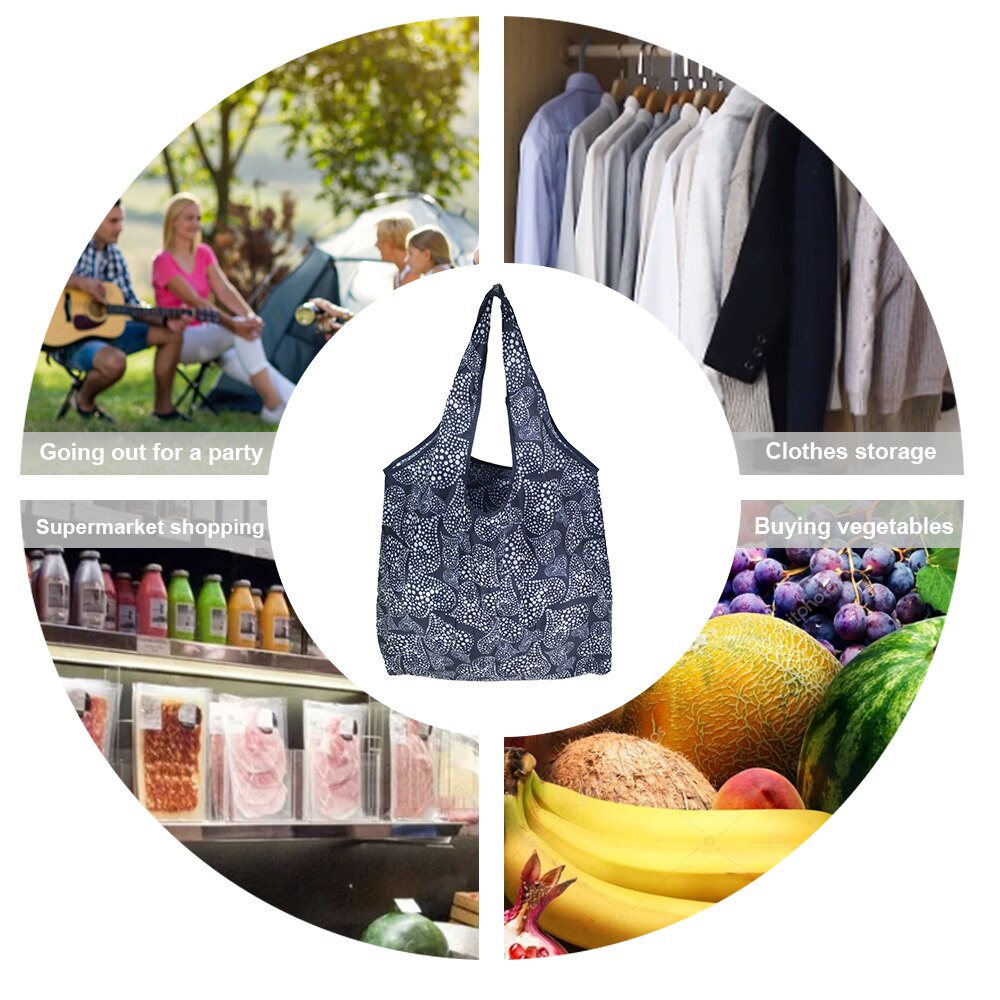 Large Folding Reusable Shopping Bags For Groceries Eco-Friendly Tote Fruits Vegetables Storage HandBags Ladies Shoulder Bag