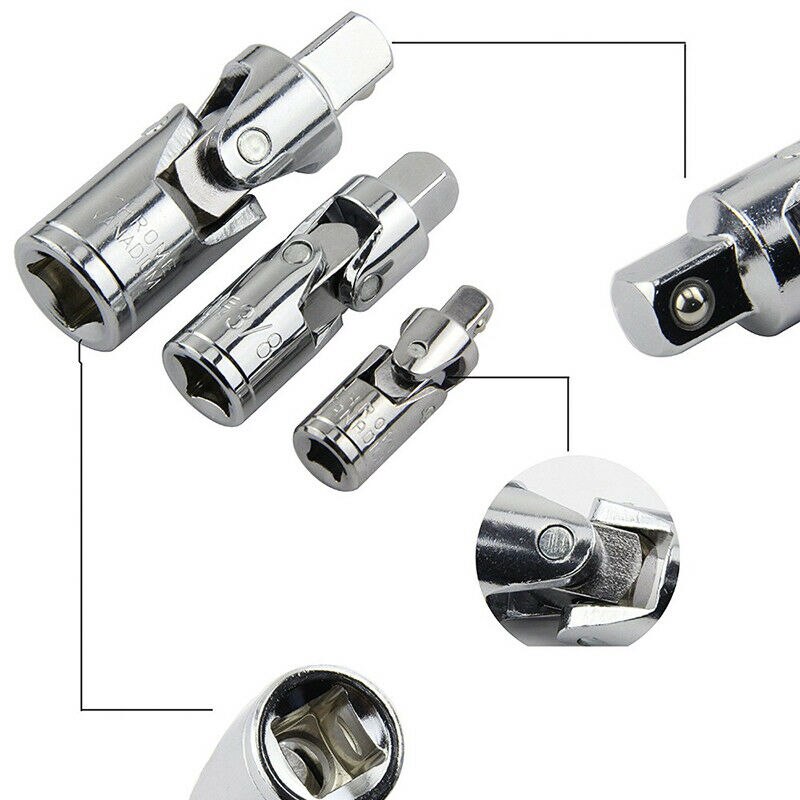 Universal Joint Set 1/4" 3/8" 1/2" Ratchet Angle Extension Bar Socket Adapter