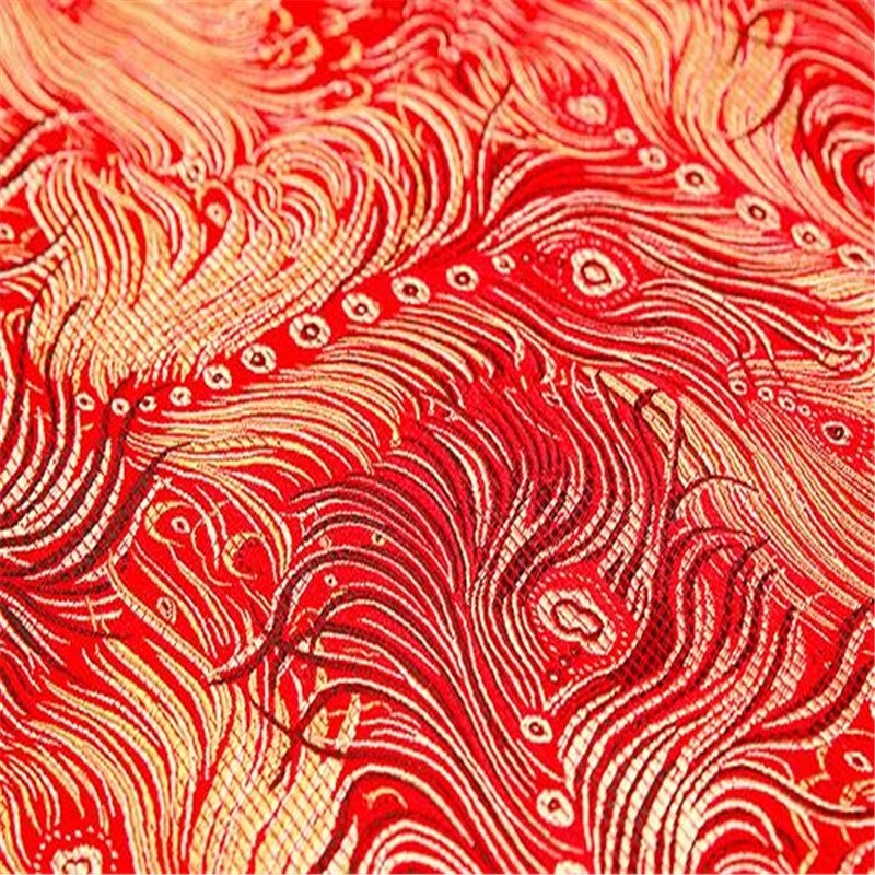 Jacquard polyester brokade stof påfugl hale nyeste mønster stof materiale til fremstilling af kvinder håndtasker: 1 rød