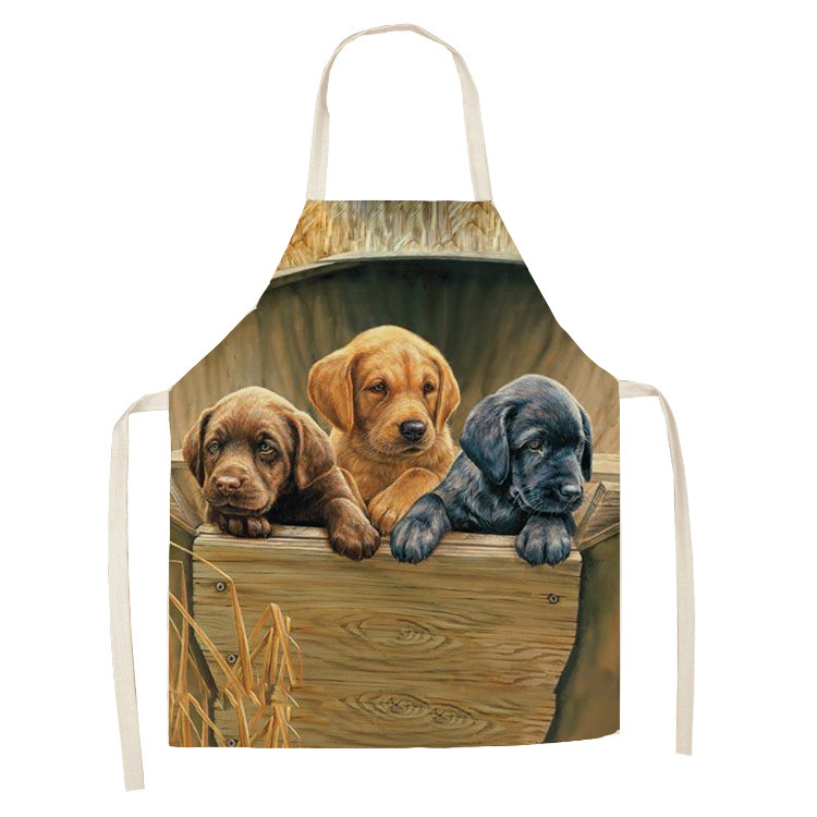 Leinen hund thema Druck Küche Schürzen unisex Abendessen Party Kochen Lätzchen Lustige Schürze Reinigung Schürze: 9 / 38x47cm Pro Kinder