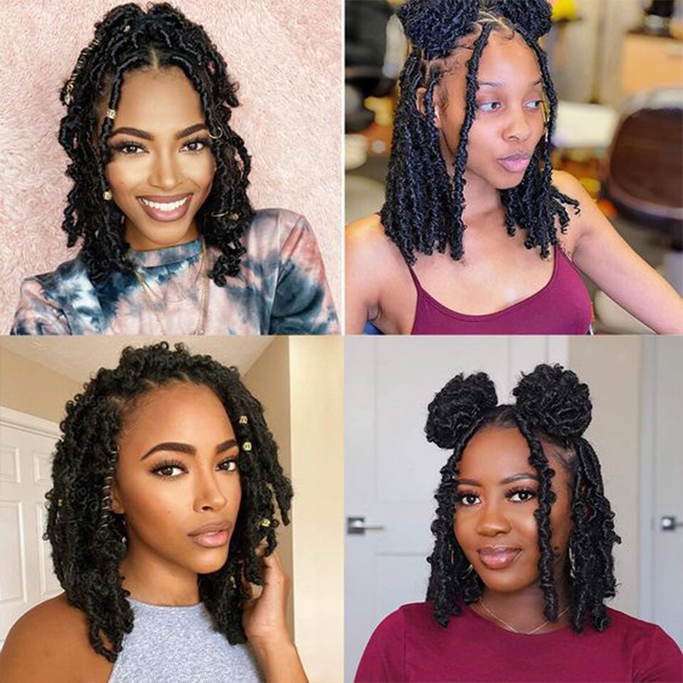 14 inches Butterfly Locks Crochet Hair Ombre Butterfly Distressed Locs Correct Hair 1b 27 30 Bug Easy Braiding Hair 1 3 6 7 9Pcs