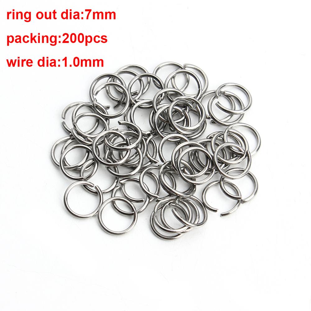 Anillos abiertos de acero inoxidable para hacer joyas, 3-10mm, 100 Uds., bucle de enlace para DIY, conector,: 1.0x7mm steel 200pcs