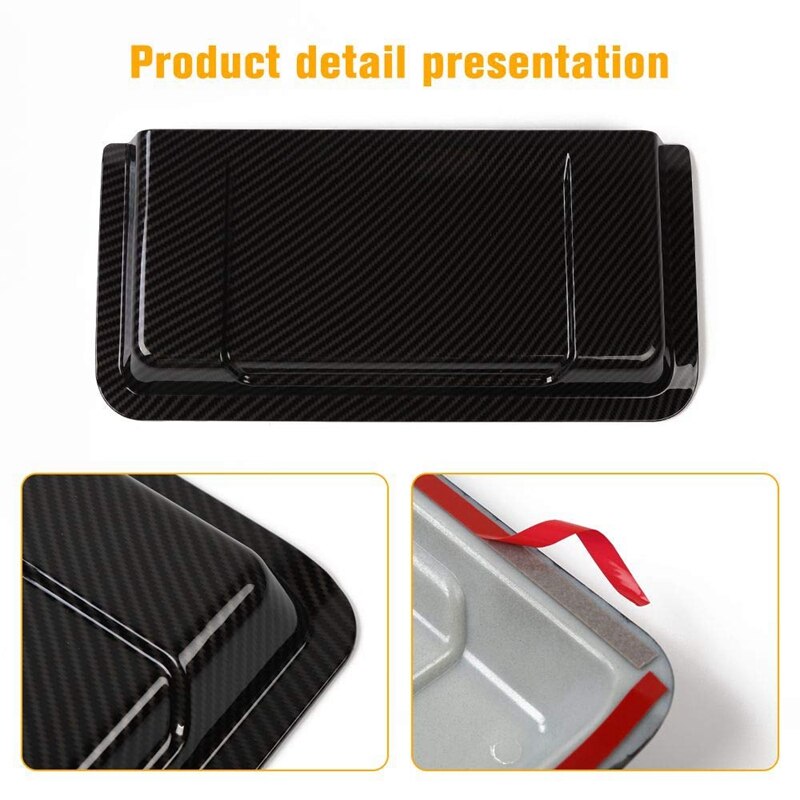 Cowl ABS Engine Inlet Cover Air Intake Hood Vent Scoop for Jeep Wrangler JL JLU , Carbon Fiber