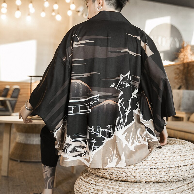 Japanse Kimono Man Yukata Haori Vest Mannen Samurai Kleding Kimono Jas Heren Kimono Streetwear Mannen Japanse Blouse Shirt