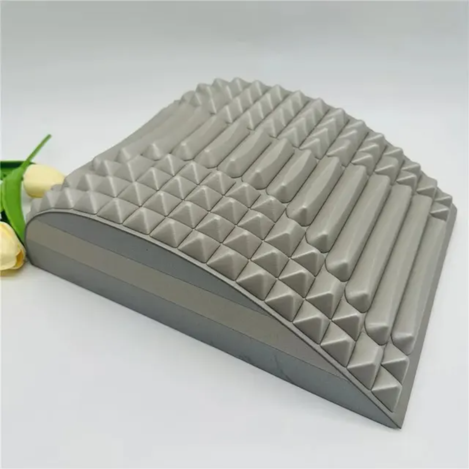 Relaxador Lumbar extensor Lumbar masaje relajación Yoga corrección de columna estiramiento ejercicio de espalda soporte Lumbar auxiliar: Gris