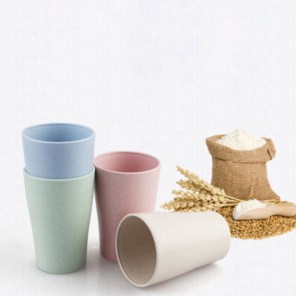 4 pcs/set Wheat Straw Cup Multi-Functional Coffee Glue Plastic Cup Drinking Glass Kids portable Cups