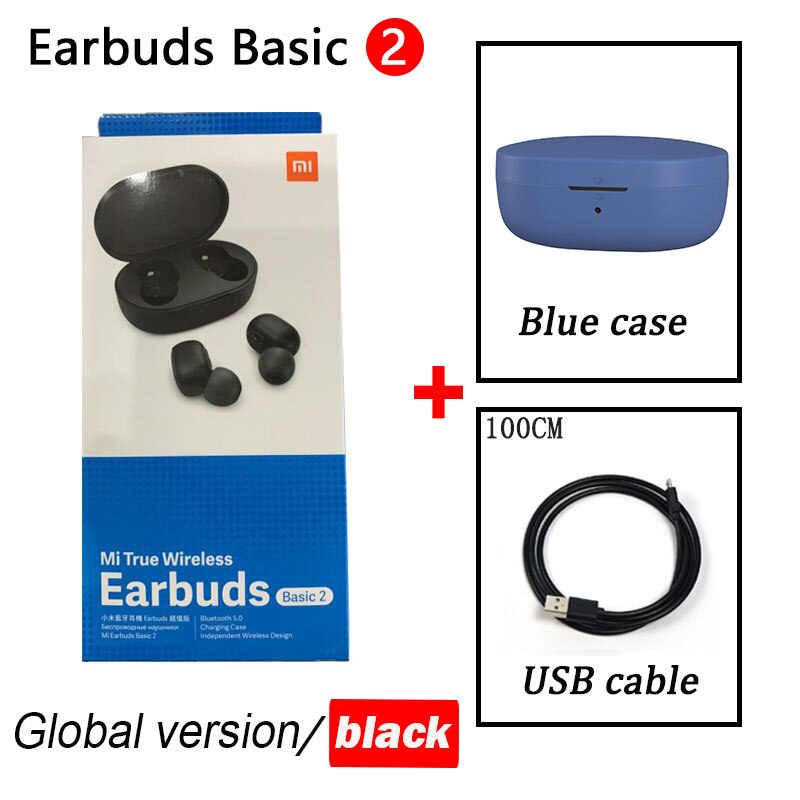 Xiaomi Redmi Airdots S TWS Wireless Stereo Earphone airdots 2 Bluetooth 5.0 Noise Reduction With Mic Earbuds AI Voice Control: earbuds S blue case