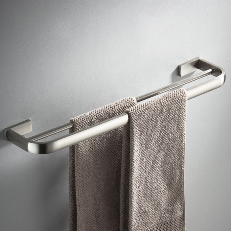 Toallero de baño blanco de latón , colgador de toallas doble montado en la pared, estante para Lavaroty, cocina, baño, Hotel, 57 CM: Nickle