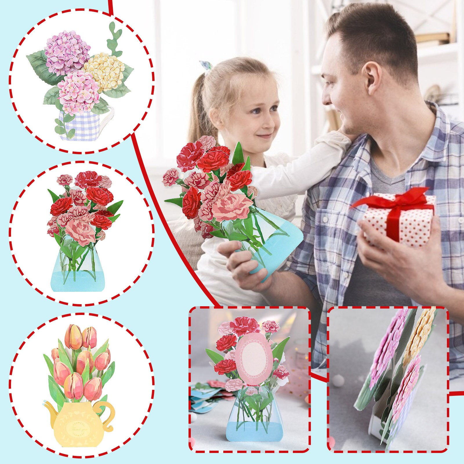 2021top 3D Father's Day Card Handmade Paper Greeting Card Blessing Card