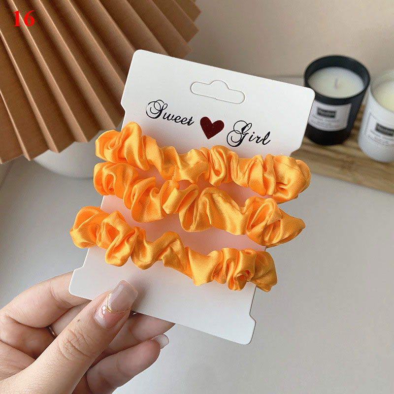 Scrunchies de satén de seda para mujer, cuerda para el cabello de Color sólido, banda de goma, soporte para Cola de Caballo , diadema elástica, accesorios para el cabello, 3 piezas por juego: Marfíl