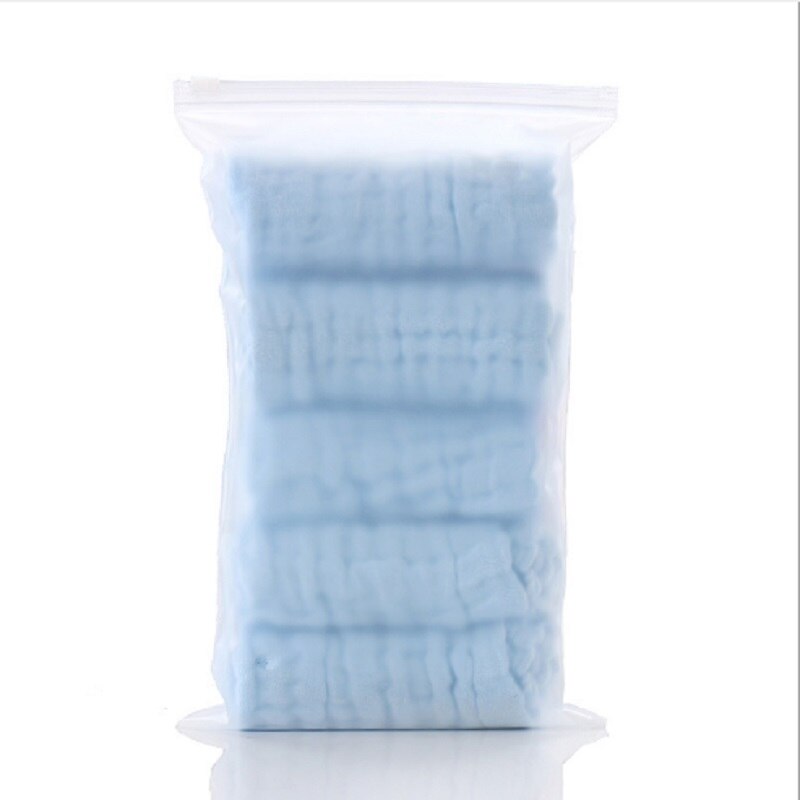 5Pcs Baby Towel Bath Towels Face Washcloth Muslin squares Cotton Hand Wipe Gauze for born Bathing Feeding Kids Handkerchief: 5 blue